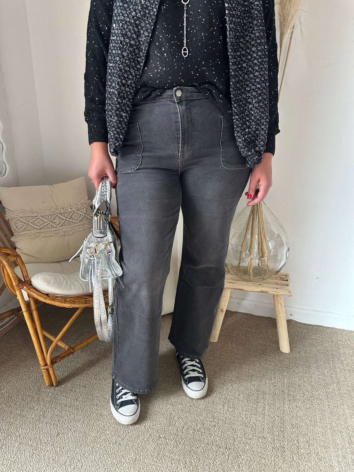 Jean large gris