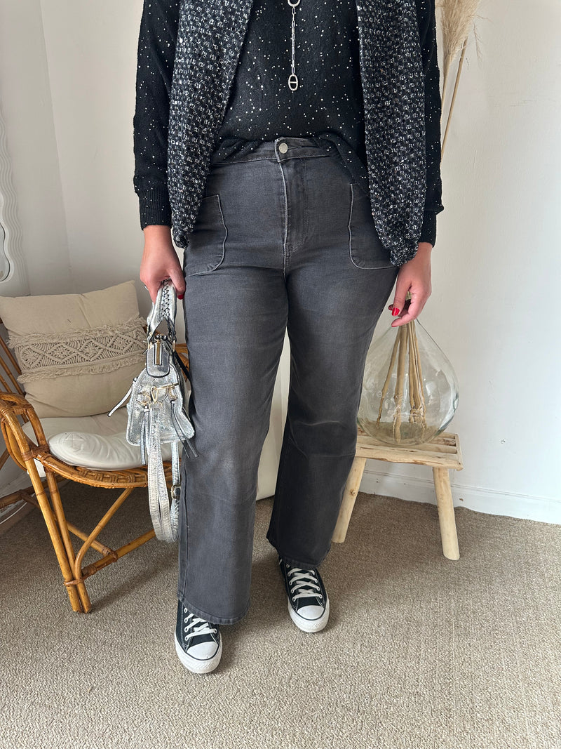 Jean large gris