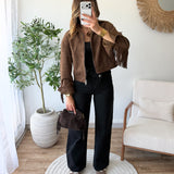 Veste franges chocolat