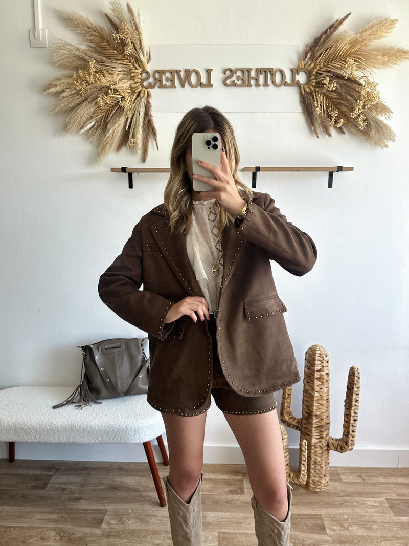 Blazer clouté choco