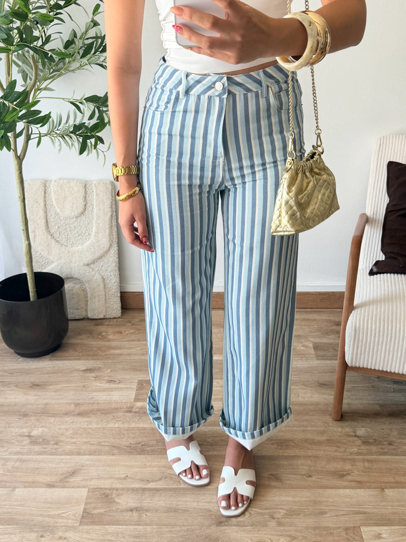 Jean rayures bleu