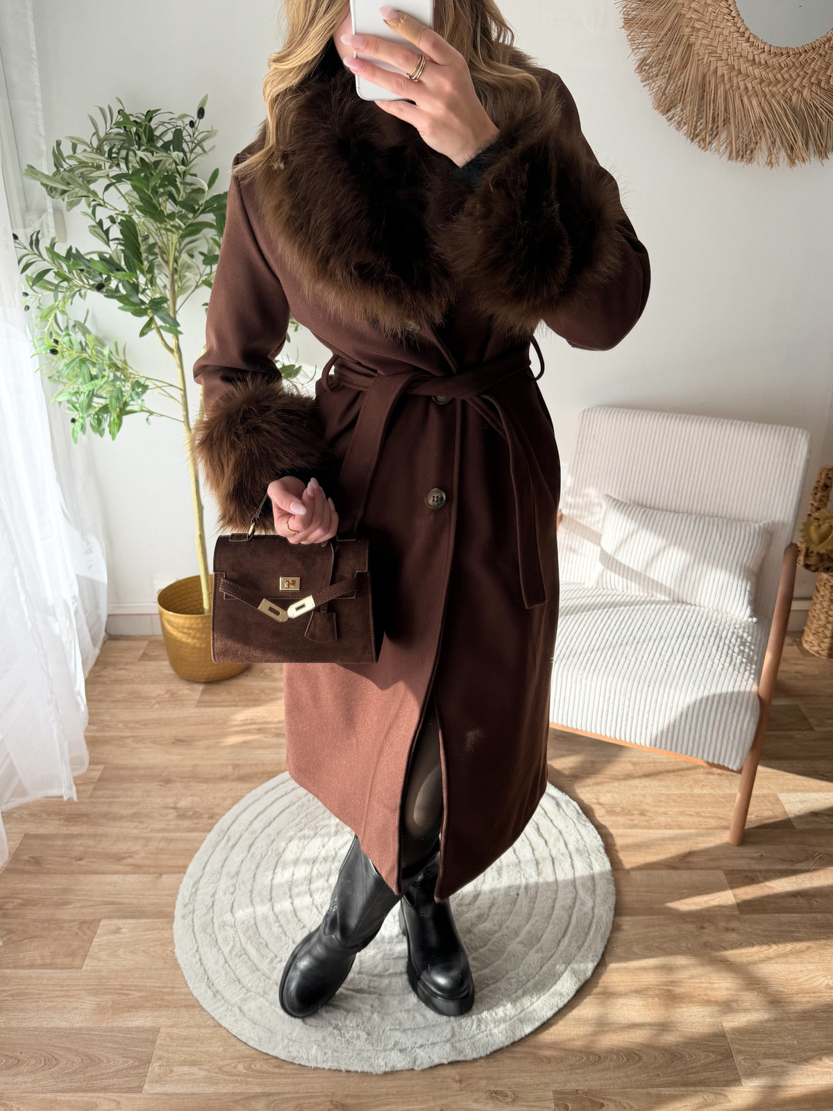 Manteau long avec fourrure