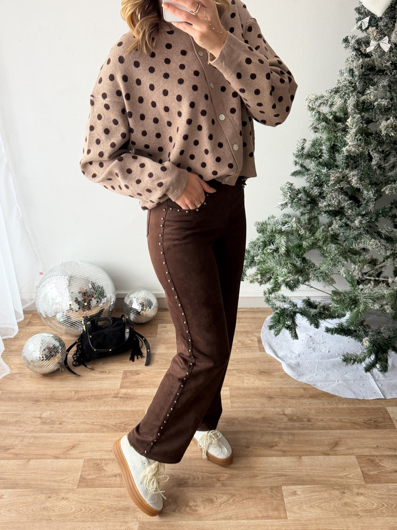 Jean clouté chocolat